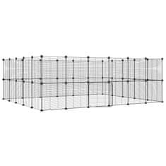 Vidaxl Ograda za hišne ljubljenčke s 44 paneli črna 35x35 cm jeklo