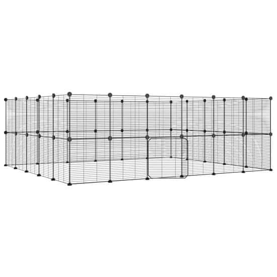 Vidaxl Ograda za hišne ljubljenčke s 44 paneli črna 35x35 cm jeklo
