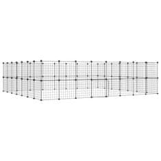 Vidaxl Ograda za hišne ljubljenčke s 60 paneli črna 35x35 cm jeklo