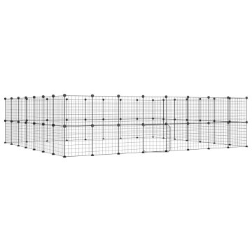 Vidaxl Ograda za hišne ljubljenčke s 60 paneli črna 35x35 cm jeklo