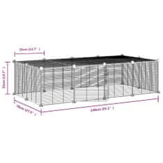 Greatstore Ograda za hišne ljubljenčke z 20 paneli črna 35x35 cm jeklo