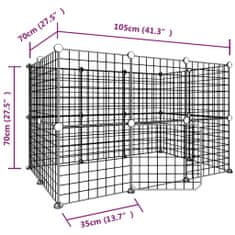 Greatstore Ograda za hišne ljubljenčke z 20 paneli črna 35x35 cm jeklo