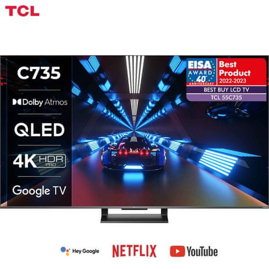 TCL 55C735 QLED televizor, 140 cm, 4K UHD, Android TV, WiFi, ONKYO