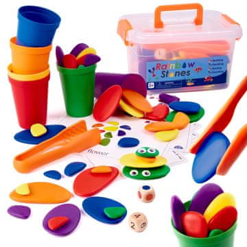 WOWO Creative Coloured Stones Montessori Puzzle - sestavljanka Montessori z ustvarjalnimi barvnimi kamni