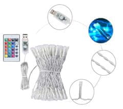 WOWO Svetlobna zavesa z nizom LED - Večbarvna svetlobna zavesa z nizom LED 3x3 m 200LED z USB in daljinskim upravljalnikom 16 barv s pomnilnikom