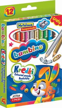 WOWO BAMBINO barvice v lesenem okvirju - BAMBINO barvice v lesenem okvirju z 12 barvami + šilčkom