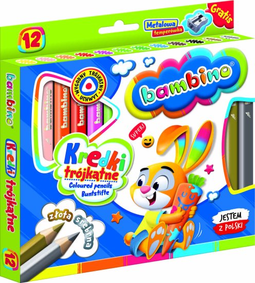 WOWO BAMBINO lesene trikotne barvice - 12 barv s šilčkom