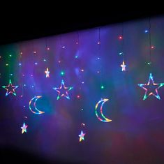 WOWO Luna in zvezde LED svetilke - LED viseče luči Luna in zvezde 2,5 m 138LED večbarvna