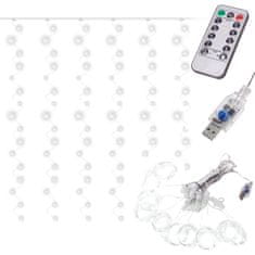 WOWO LED niz z daljinskim upravljalnikom - zavesa LED niz 3x3m 300LED Cool White z USB in daljinskim upravljalnikom