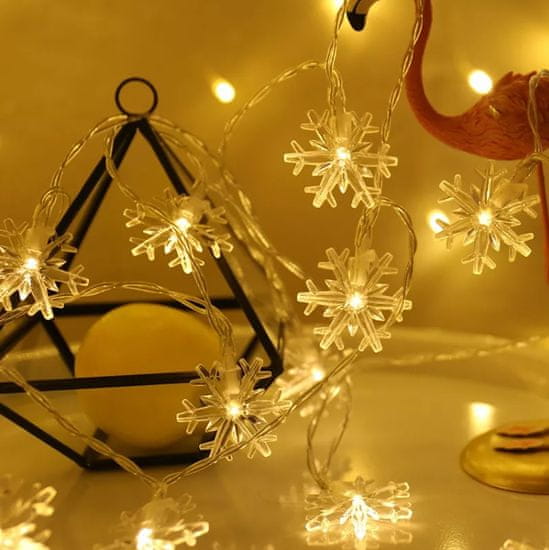 WOWO Snowflake Lights - LED Snowflake String Lights 10m, 100LED, toplo bela, 8 načinov osvetlitve
