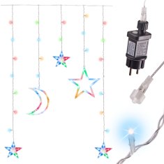 WOWO Luna in zvezde LED svetilke - LED viseče luči Luna in zvezde 2,5 m 138LED večbarvna
