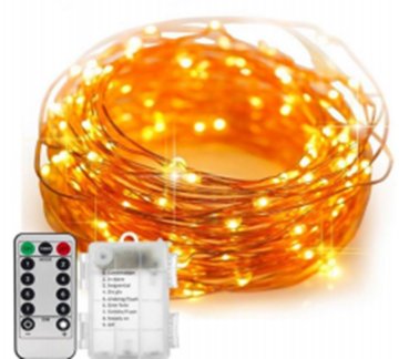 WOWO LED luči na nizu - okrasne LED luči na nizu, 10 m, 100 LED, topla bela, z daljinskim upravljalnikom
