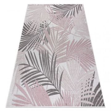 eoshop Preproga SISAL SION palmovi listi, tropski 2837 flat weave ecru / pink ( - Velikost: 60x300 cm)