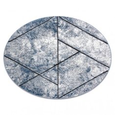 eoshop Moderna okrogla preproga COZY 8872 Stena, geometrijska, trikotniki - Strukturna, dve ravni flisa, modra ( - Velikost: krog 100 cm)