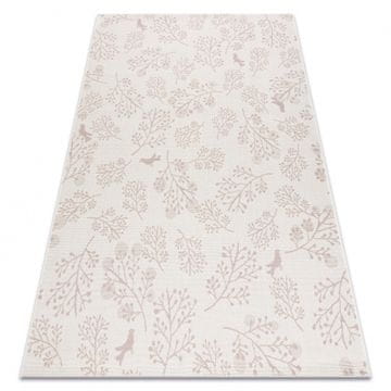 eoshop Preproga FLAT 48774/526 Listi Ptice - KREM roza ( - Velikost: 200x290 cm)