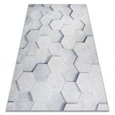 eoshop ANDRE pralna preproga 1180 Hexagon Honeycomb 3D proti zdrsu - bela / zlata ( - Velikost: 80x150 cm)