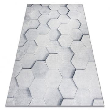 eoshop ANDRE pralna preproga 1180 Hexagon Honeycomb 3D proti zdrsu - bela / zlata ( - Velikost: 160x220 cm)