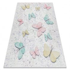 eoshop BAMBINO 1610 pralna preproga Butterflies za otroke proti zdrsu - kremasta ( - Velikost: 80x150 cm)
