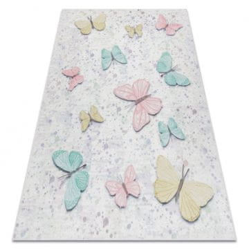 eoshop BAMBINO 1610 pralna preproga Butterflies za otroke proti zdrsu - kremasta ( - Velikost: 140x190 cm)