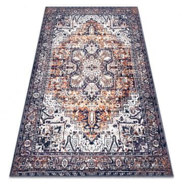 eoshop Preproga ANTIKA ancret sončni zahod, sodoben ornament, pralna - temno modra / oranžna ( - Velikost: 160x220 cm)