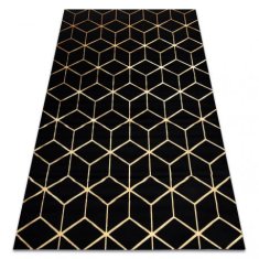 eoshop Moderna preproga 3D GLOSS 409C 86 Cube elegantna, glamur, art deco črna / zlata (Koberce Luszczow - Velikost: 80x150 cm)