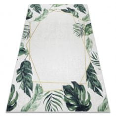 eoshop ANDRE pralna preproga 1168 Listi monstere, geometrijska protizdrsna - bela / zelena ( - Velikost: 160x220 cm)