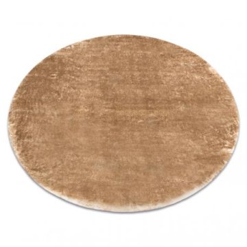 eoshop Okrogla pralna preproga LAPIN shaggy nedrseča, slonokoščena / rjava ( - Velikost: krog 100 cm)
