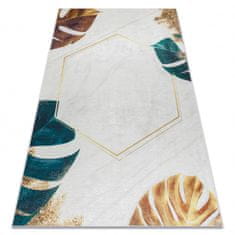 eoshop ANDRE pralna preproga 1150 Monstera leaves, cube anti-slip - bela / zlata ( - Velikost: 80x150 cm)