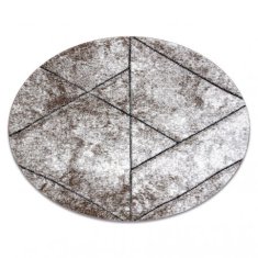 eoshop Moderna okrogla preproga COZY 8872 Stena, geometrijska, trikotniki - Strukturna, dve ravni flisa, rjava ( - Velikost: krog 120 cm)