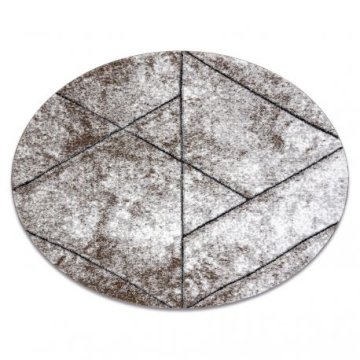 eoshop Moderna okrogla preproga COZY 8872 Stena, geometrijska, trikotniki - Strukturna, dve ravni flisa, rjava ( - Velikost: krog 160 cm)