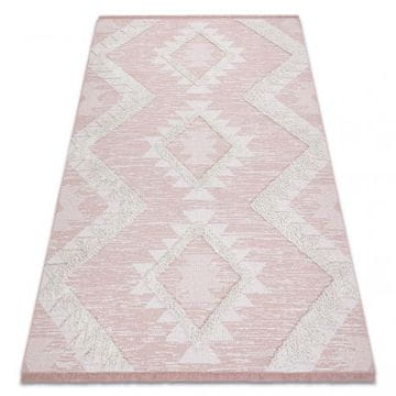 eoshop Preproga ECO SISAL BOHO MOROC Diamonds 22312 stezniki - dve ravni flisa roza / krem, reciklirano ( - Velikost: 155x220 cm)