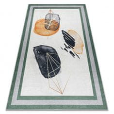 eoshop ANDRE pralna preproga 1088 Abstrakcija, okvir proti zdrsu - bela / zelena ( - Velikost: 80x150 cm)