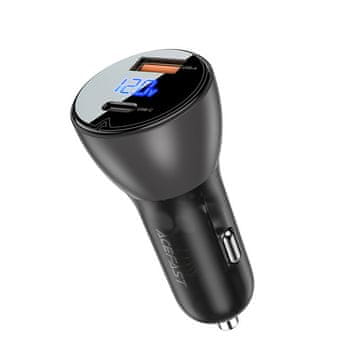 slomart acefast avtomobilski polnilec 63W usb tip c / usb, pd3.0, pps, qc3.0, afc, fcp, sfcp črn (b6 black)