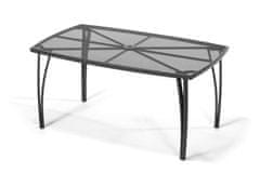 eoshop Vrtni jedilni set: miza 150×90 cm + 4 stoli, siv, z odprtino za senčnik