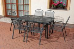 eoshop Vrtni jedilni set: miza 150×90 cm + 4 stoli, siv, z odprtino za senčnik