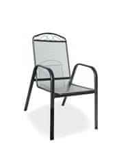 eoshop Vrtni jedilni set: miza 150×90 cm + 4 stoli, siv, z odprtino za senčnik