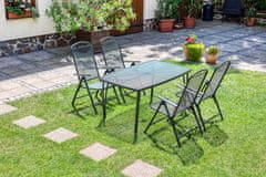 eoshop Vrtni komplet: kovinska miza 150x90 cm + 4 nastavljivi stoli, siva
