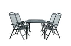 eoshop Vrtni komplet: kovinska miza 150x90 cm + 4 nastavljivi stoli, siva