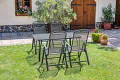 eoshop Vrtni komplet: kovinska miza 150x90 cm + 4 nastavljivi stoli, siva