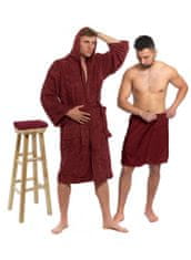Interkontakt Bordo komplet: kopalni plašč s kapuco + moški kilt za savno + kopalna brisača Kopalni plašč velikost S