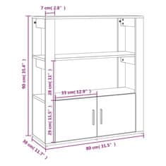 Vidaxl Komoda bela 80x30x90 cm inženirski les