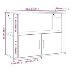 Vidaxl Komoda dimljeni hrast 80x30x60 cm inženirski les
