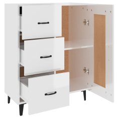 Vidaxl Komoda visok sijaj bela 69,5x34x90 cm inženirski les
