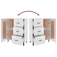 Vidaxl Komoda visok sijaj bela 69,5x34x90 cm inženirski les