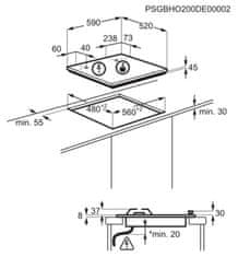 Electrolux KGG64362W 600 GOG vgradna plinska kuhalna plošča