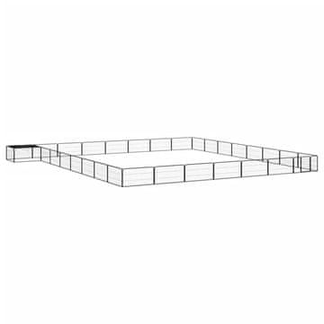 Vidaxl Pasja ograda z 32 paneli črna 100x50 cm prašno barvano jeklo