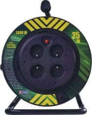 Emos Podaljševalni kabel na bobnu 25 m / 4 vtičnice / črna / PVC / 230 V / 1,5 mm2