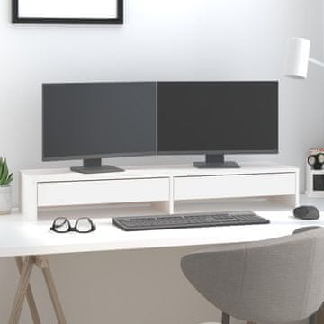 Vidaxl vidaXL Stojalo za monitor belo 100x27x15 cm masivni borov les