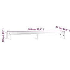 Vidaxl Stojalo za zaslon sivo 100x27x10 cm trdna borovina