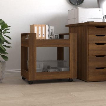Vidaxl Voziček za pisalno mizo rjav hrast 60x45x60 cm inž. les